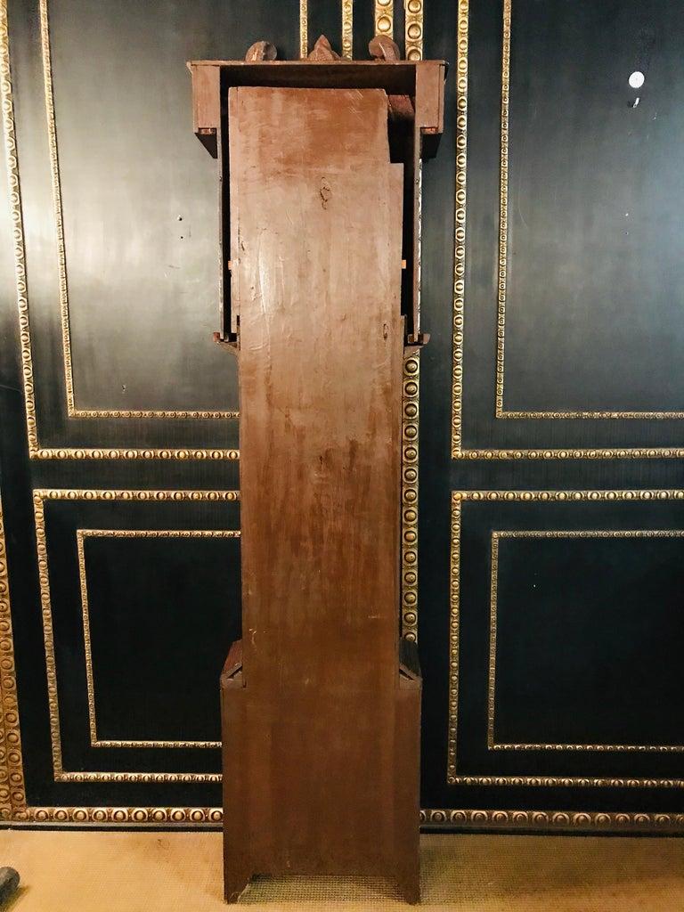 English Grandfather Clock antique 19th Century with a Mahogany veneer Case For Sale 14
