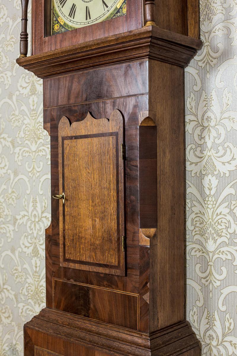 Mahogany English Grandfather Clock in an Oak Case, circa 1820