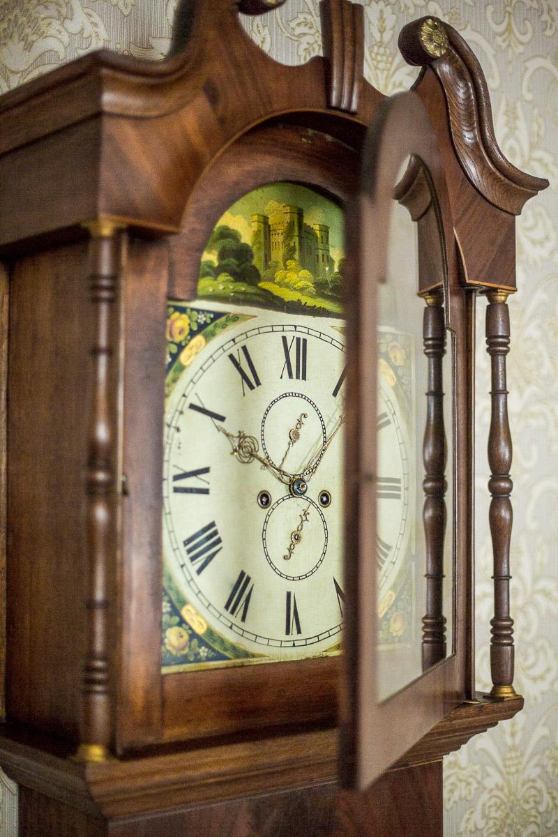 Veneer English Grandfather Clock in an Oak Case, circa 1820