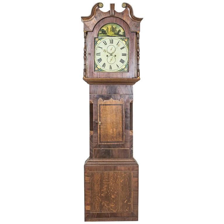 English Grandfather Clock in an Oak Case, circa 1820