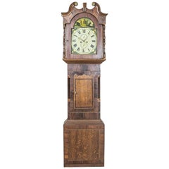 Antique English Grandfather Clock in an Oak Case, circa 1820