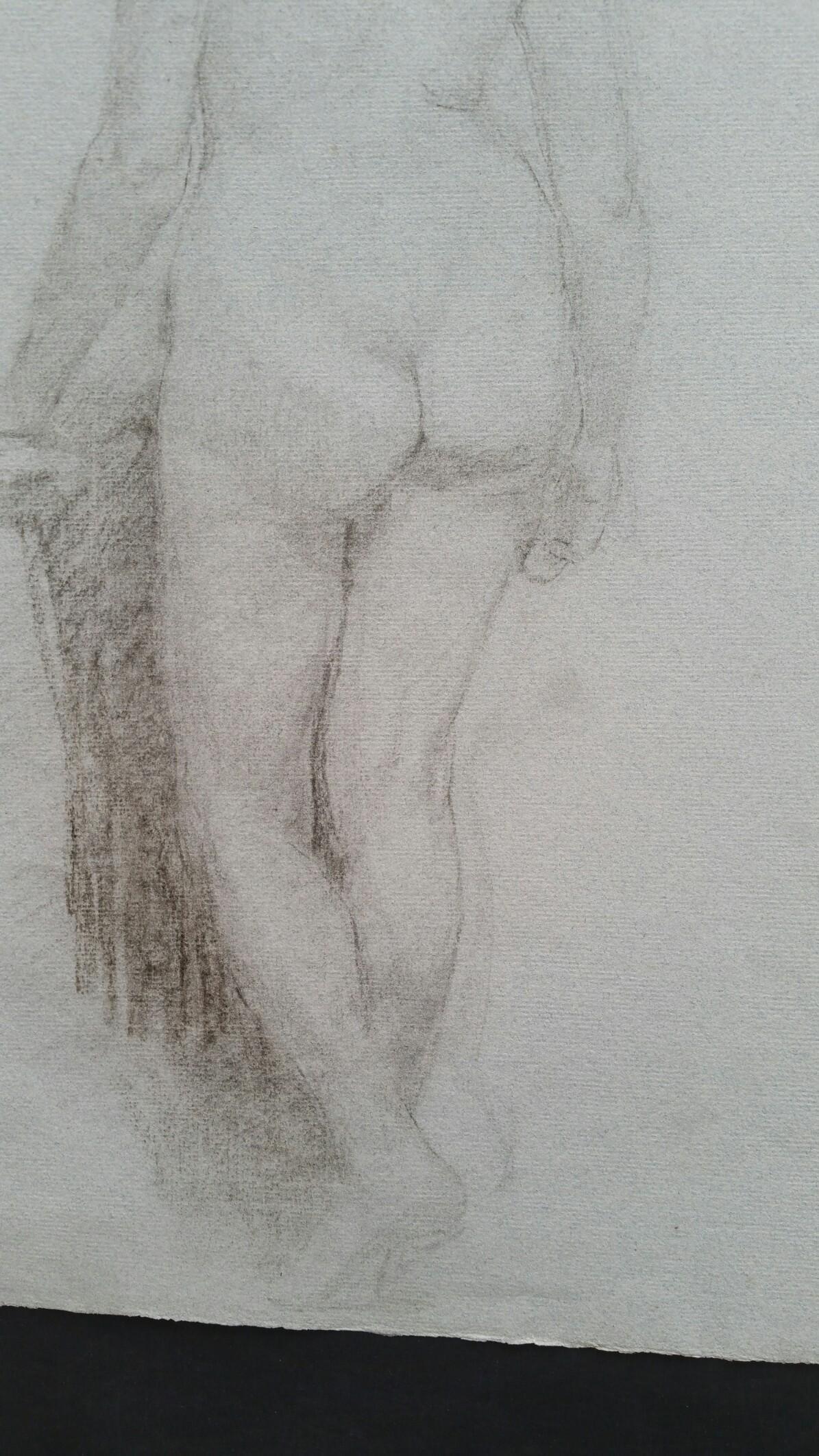 Boceto de retrato inglés en grafito de desnudo femenino, vista posterior Otro en venta