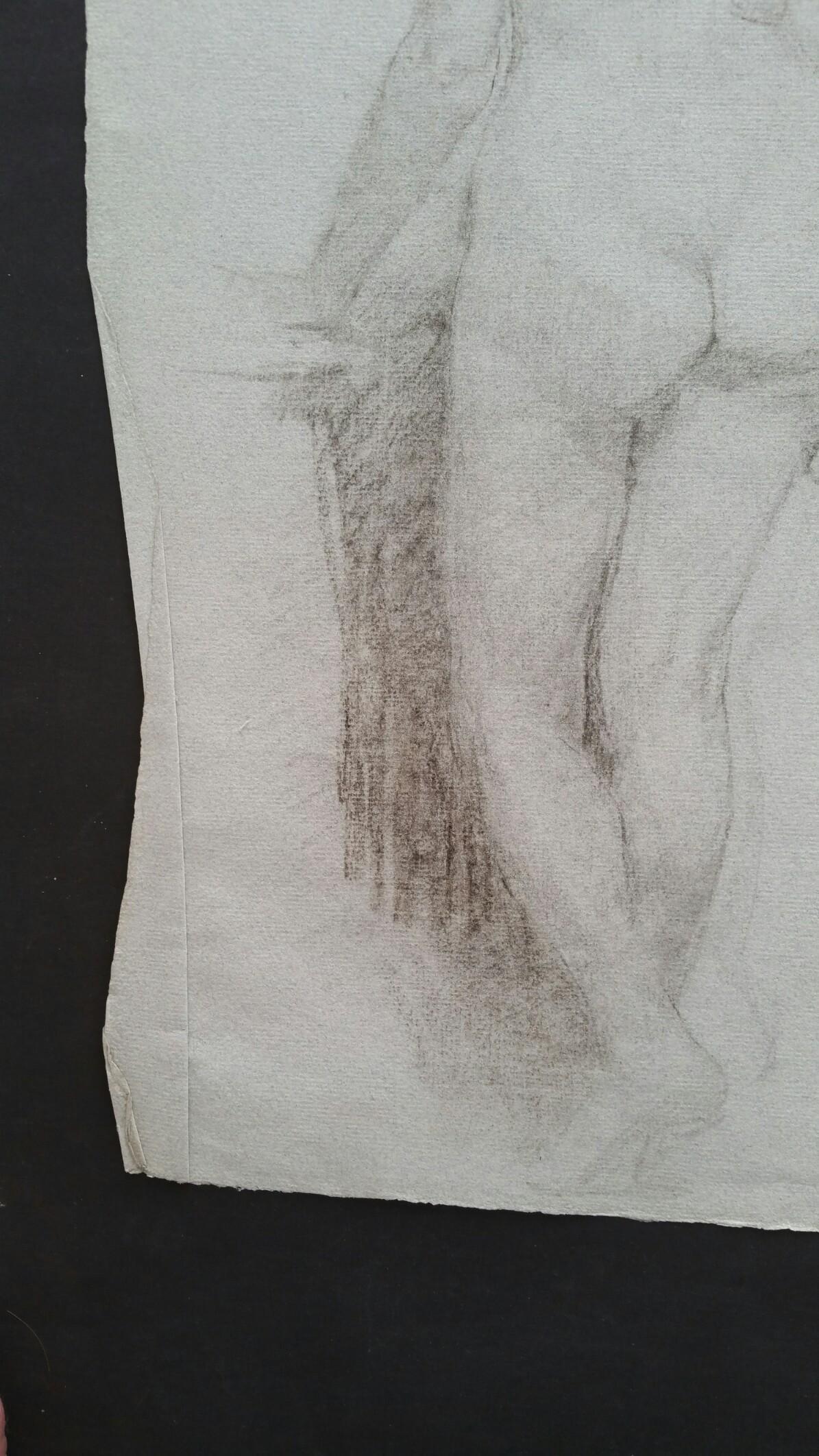 Boceto de retrato inglés en grafito de desnudo femenino, vista posterior en venta 1