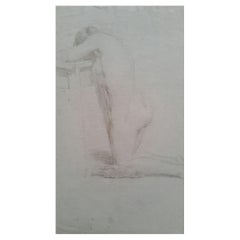 Englisches Graphitporträt eines weiblichen Akts, knitternd, englisch