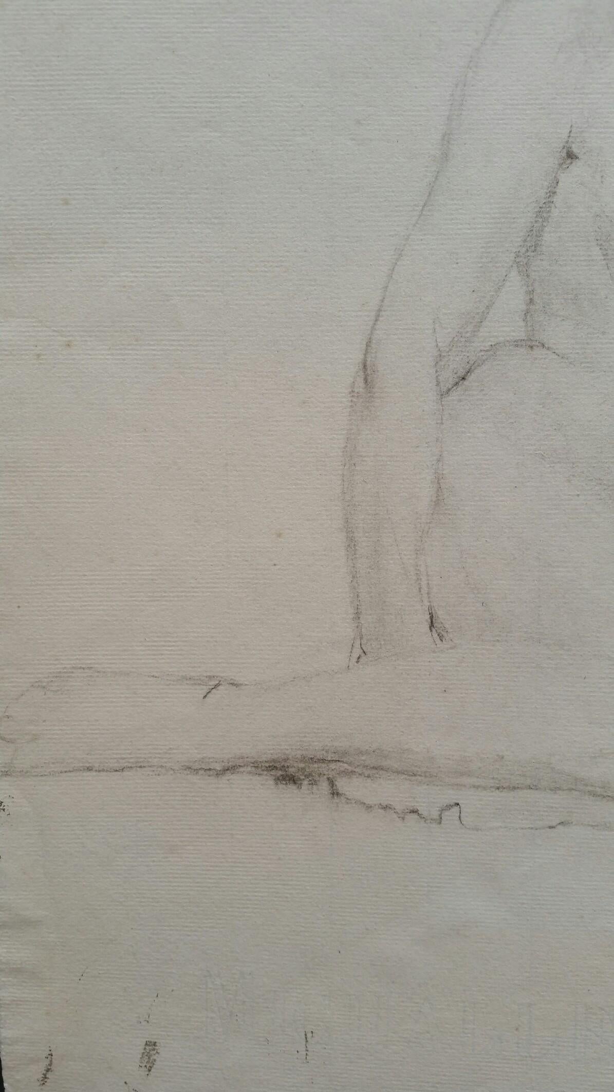Other English Graphite Portrait Sketch of Female Nude, Seated For Sale