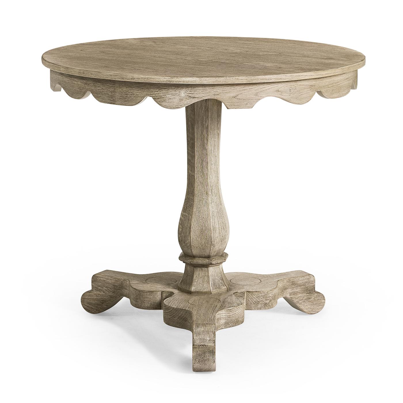 Vietnamese English Grayed Oak Round End Table For Sale