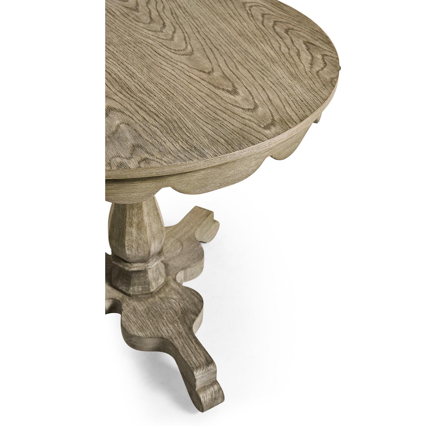 Contemporary English Grayed Oak Round End Table For Sale