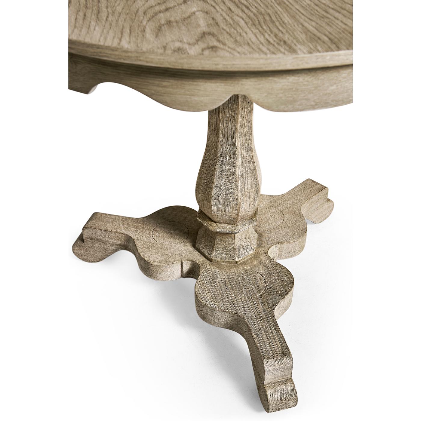 Wood English Grayed Oak Round End Table For Sale