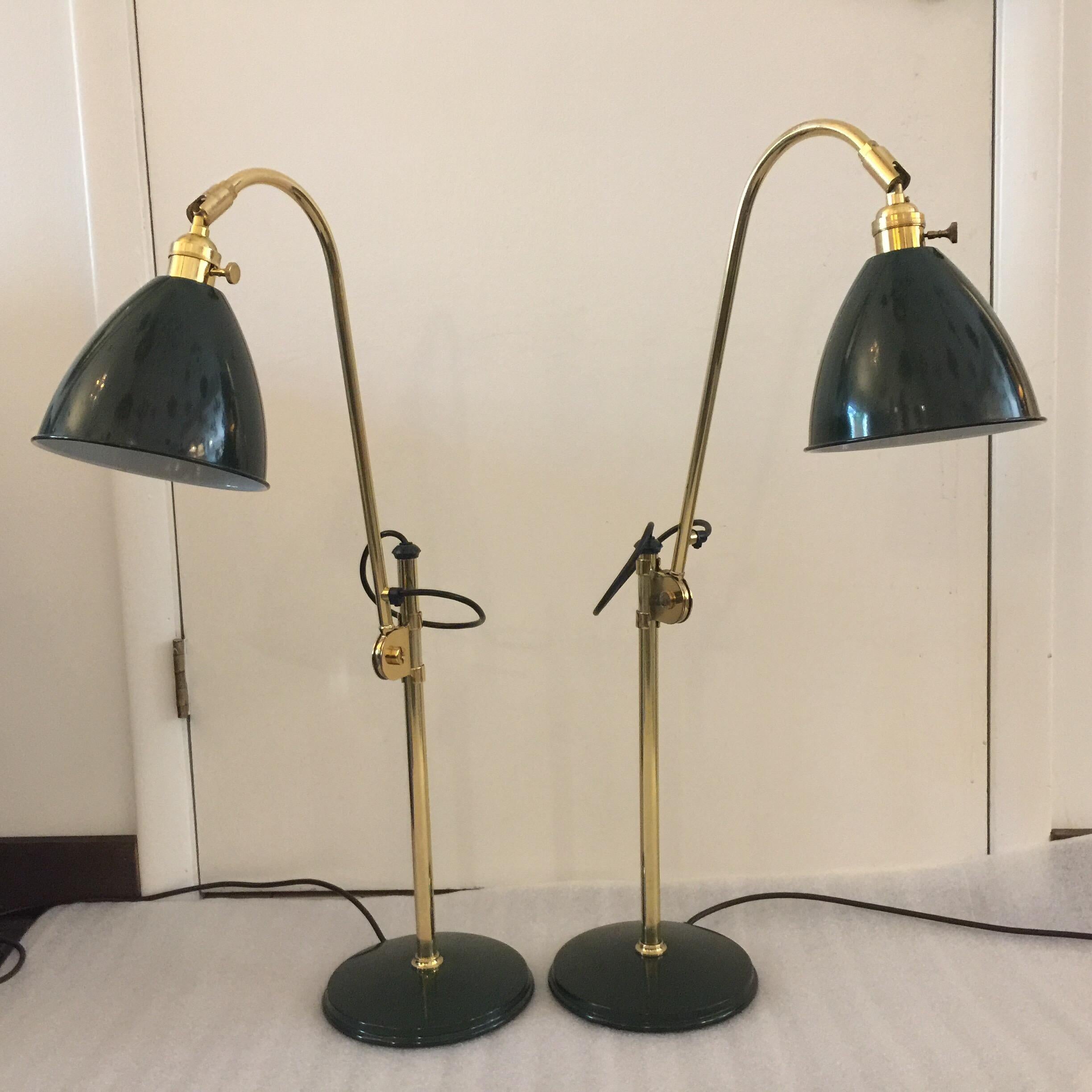 OMI lamps evolved from the desire to create lighting that is timeless, playful and quietly opulent. Bold but sleek, this Mid-Century Modern desk lamp is constructed of brass and boasts a gooseneck-style stem. Fully adjustable, this eye-catching lamp