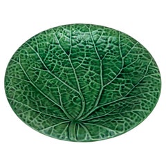English Green Majolica Leaf Plate circa 1880