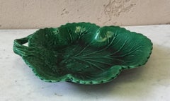 English Green Majolica Leaf Platter, circa 1880