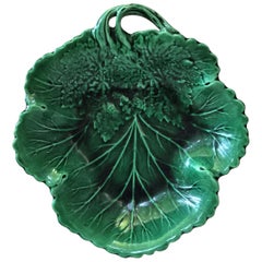 English Green Majolica Leaf Platter, circa 1880