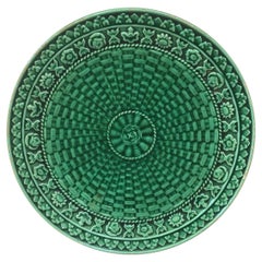 English Green Majolica Plate Circa 1890