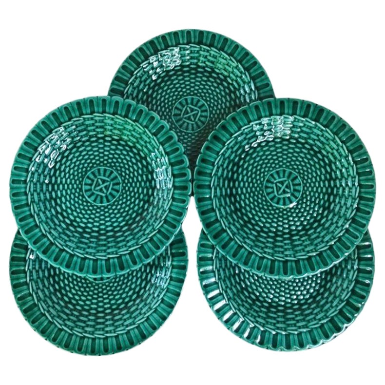 English Green Majolica Plate Edge Malkin 
Co. Circa 1890