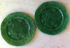 English Green Majolica Victorian Water Lily Plate, circa 1880