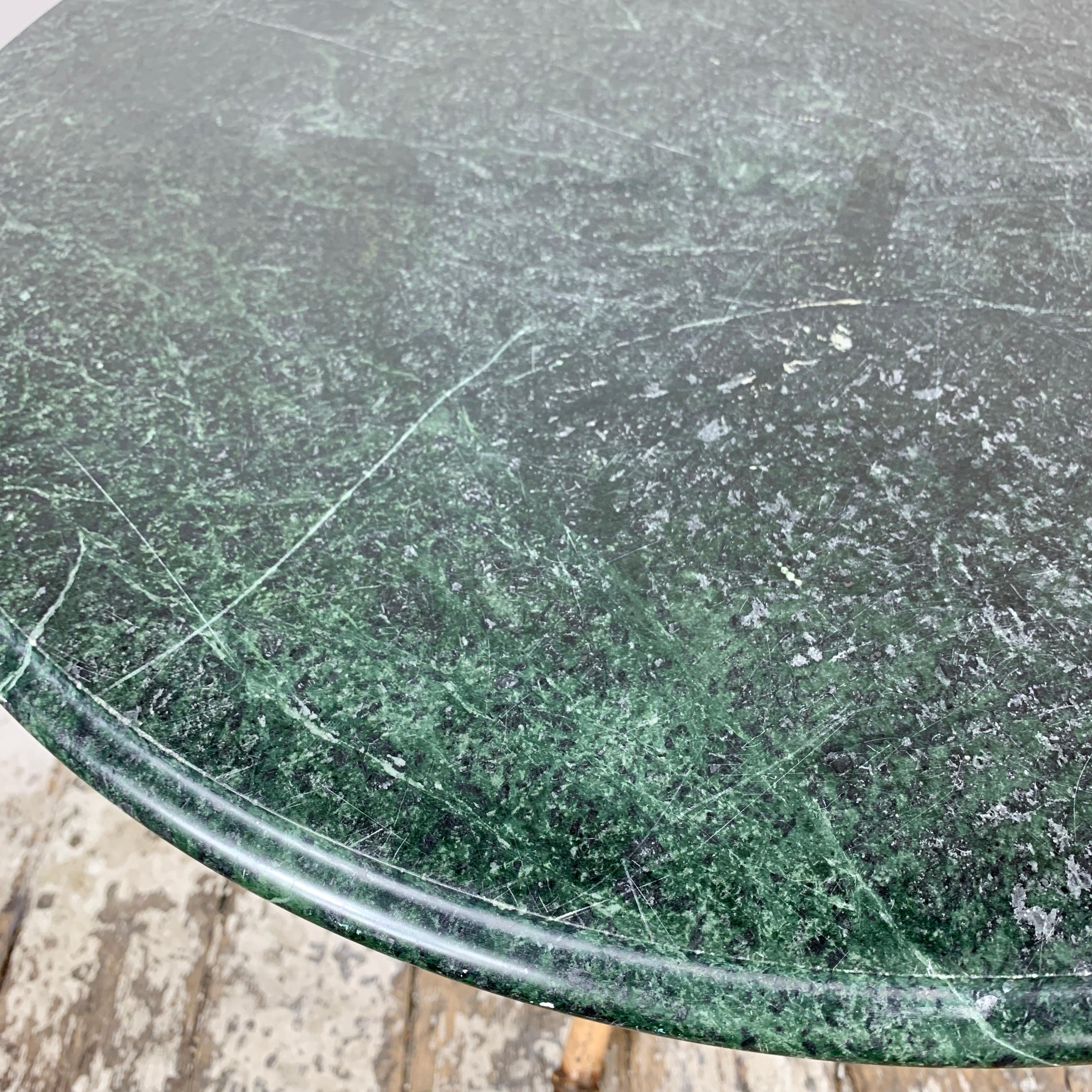 Regency English Green Marble Top Faux Bamboo Café Table, Early 20th Century For Sale