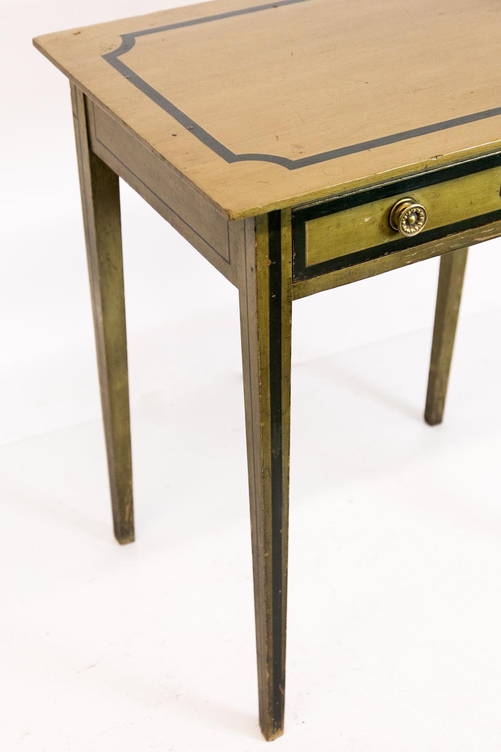 Mid-19th Century English Green Painted One Drawer Side Table
