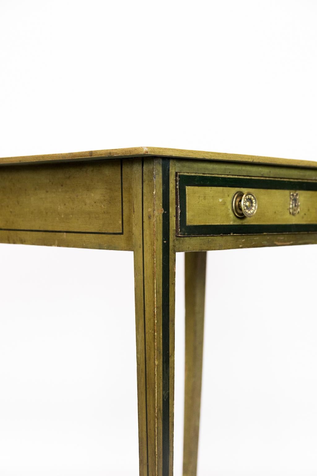 English Green Painted One Drawer Side Table 1