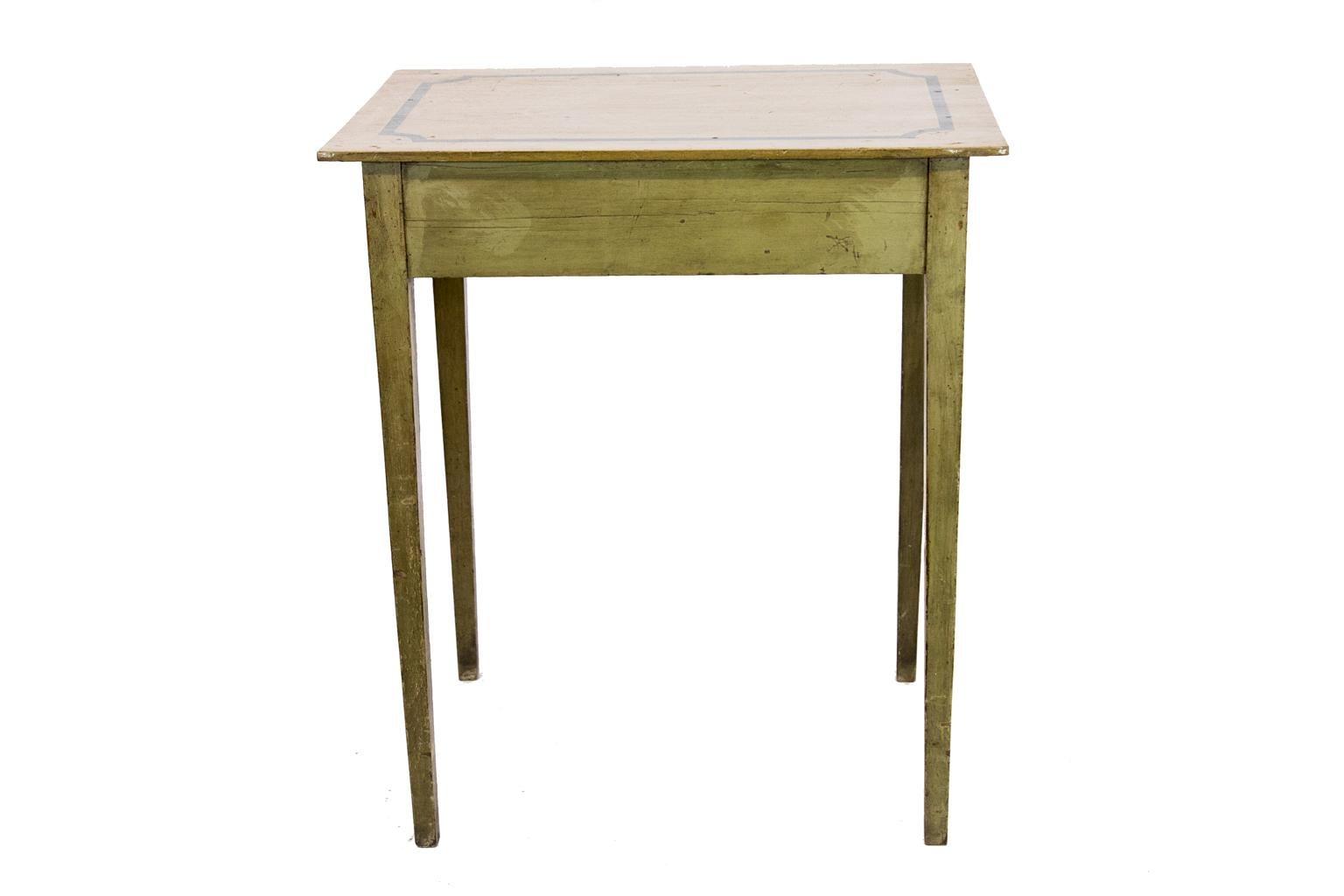 English Green Painted One Drawer Side Table 2