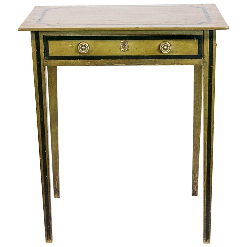 English Green Painted One Drawer Side Table