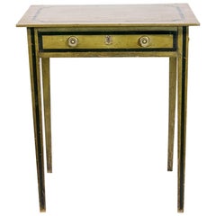 Antique English Green Painted One Drawer Side Table