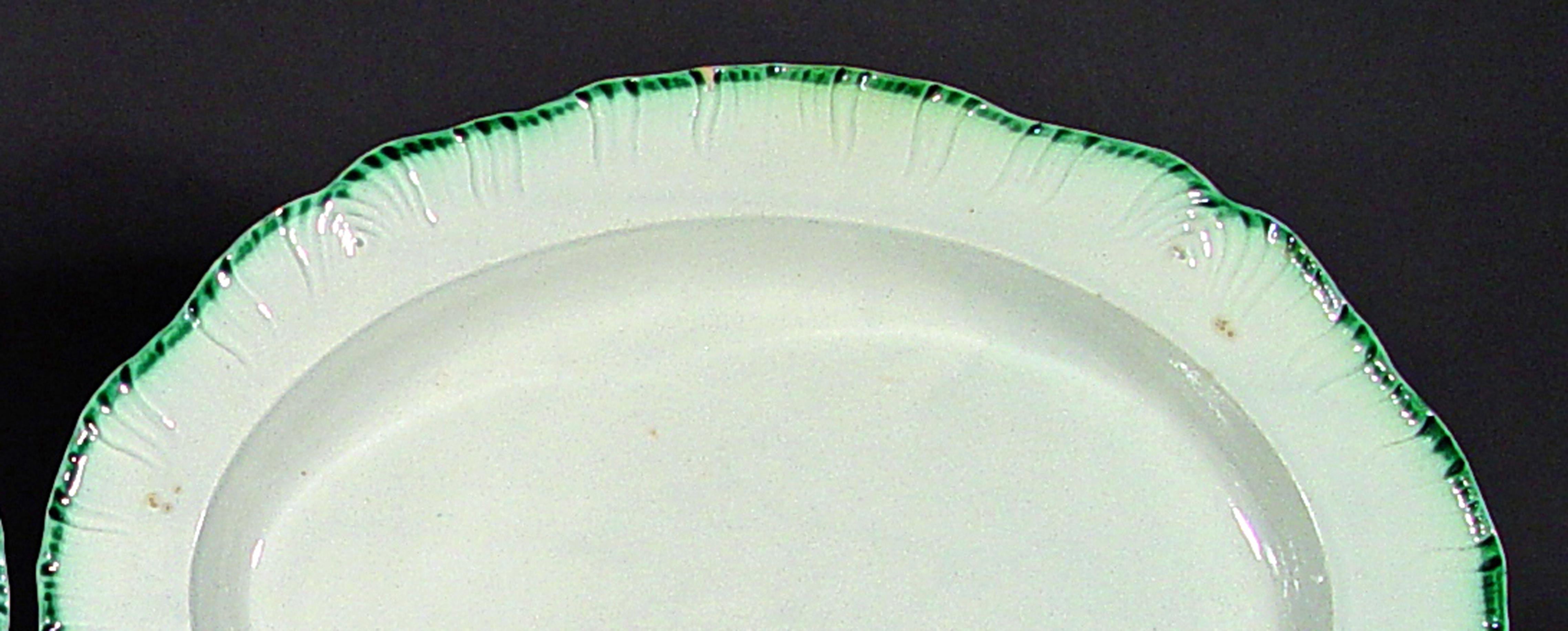 Early 19th Century English Green Shell-Edged Pearlware Pottery Dishes,  Davenport, circa 1800