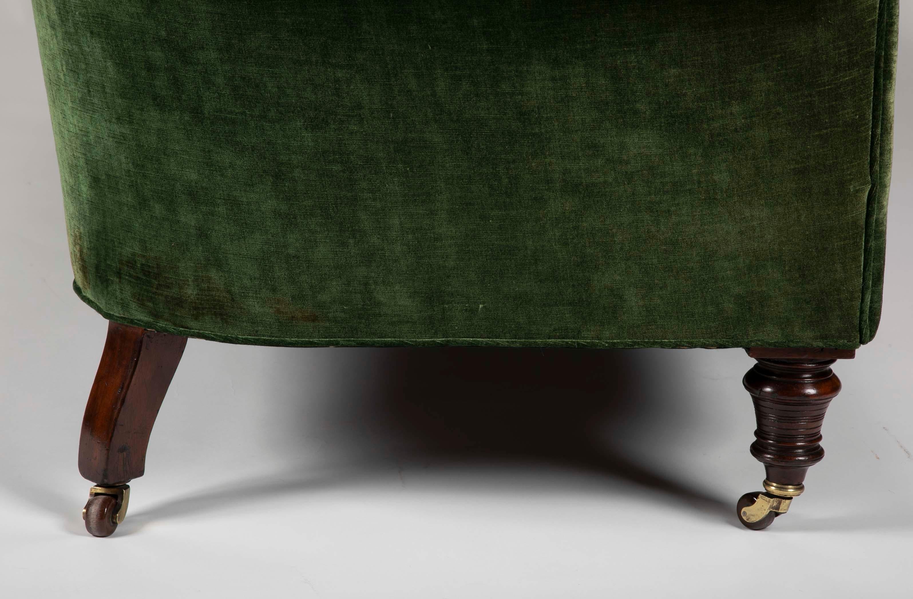 English Green Velvet Sofa by Howard & Sons 2