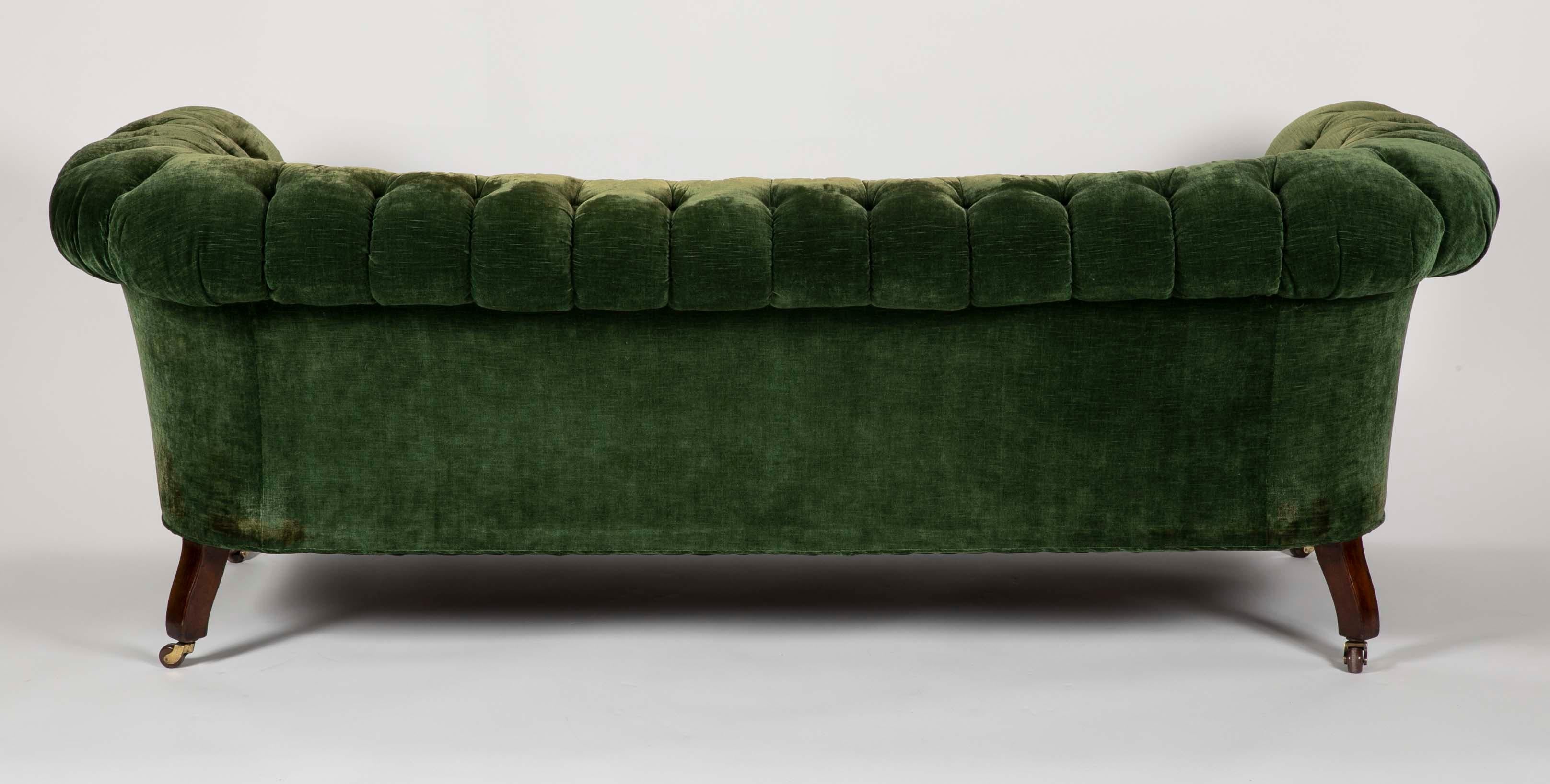 English Green Velvet Sofa by Howard & Sons 3