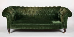 English Green Velvet Sofa by Howard & Sons