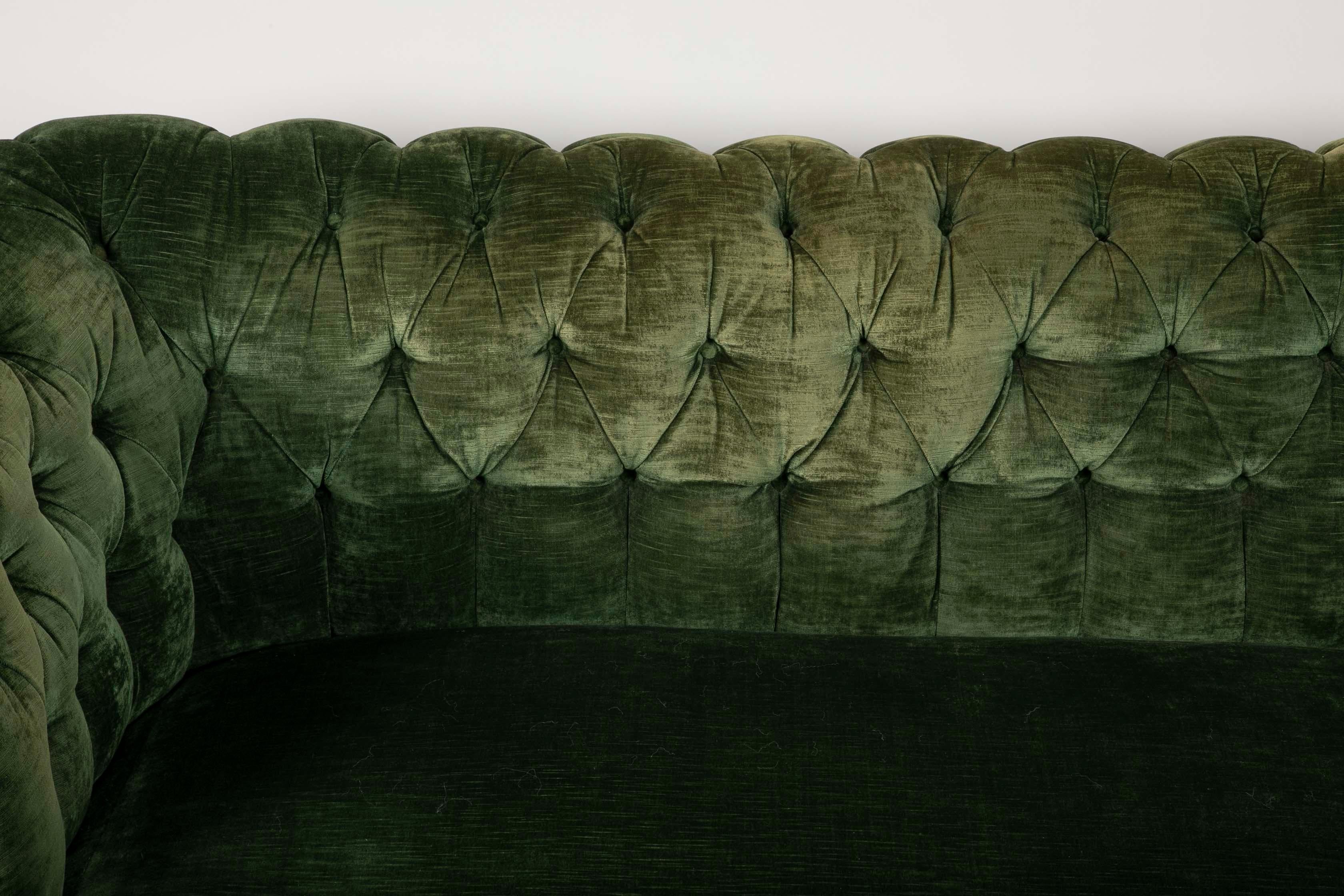 Chesterfield English Green Velvet Sofa by Howard & Sons