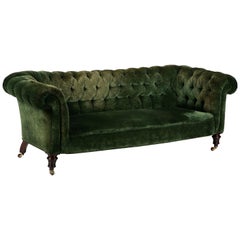 Used English Green Velvet Sofa by Howard & Sons