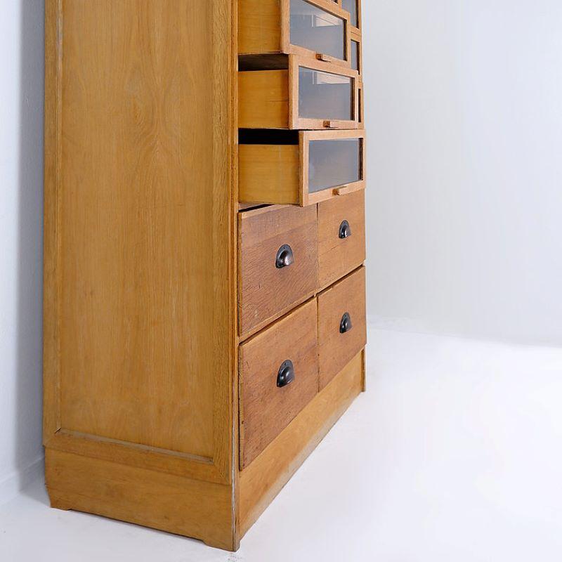 English Haberdashery Shop Cabinet with Glass Fronted Drawers, 1930s 6