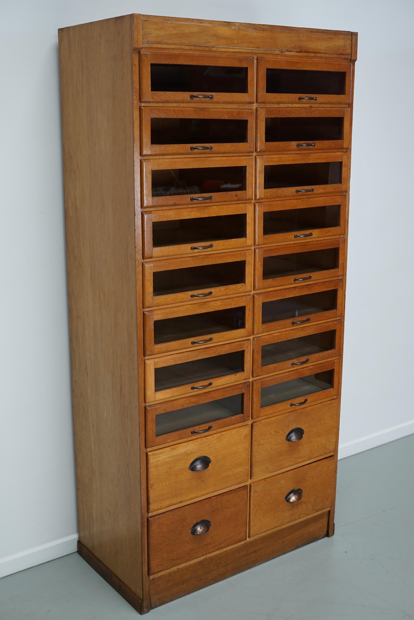 English Haberdashery Shop Cabinet with Glass Fronted Drawers, Circa 1930s 4