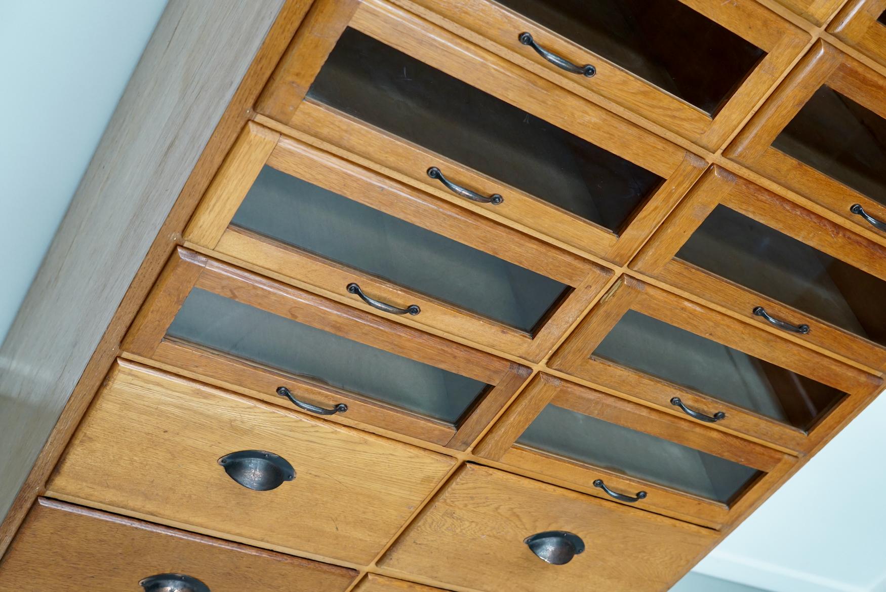 English Haberdashery Shop Cabinet with Glass Fronted Drawers, Circa 1930s 5