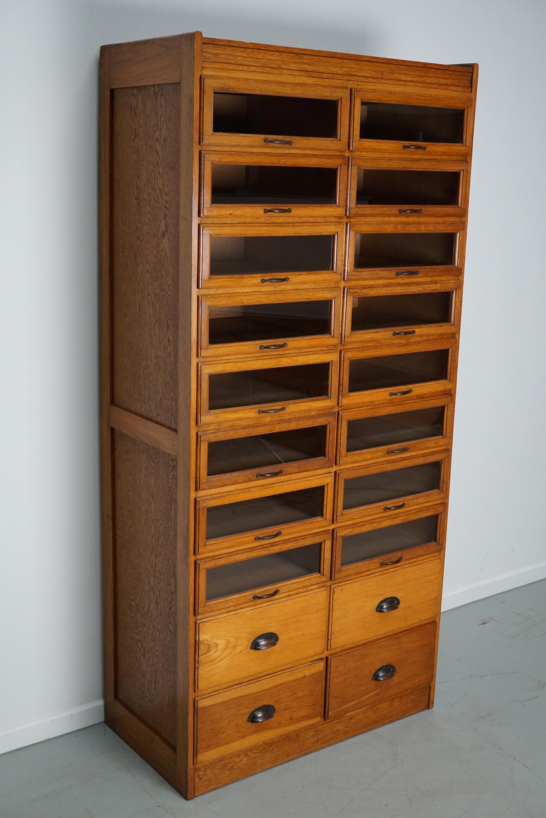 English Haberdashery Shop Cabinet with Glass Fronted Drawers, Circa 1930s 6