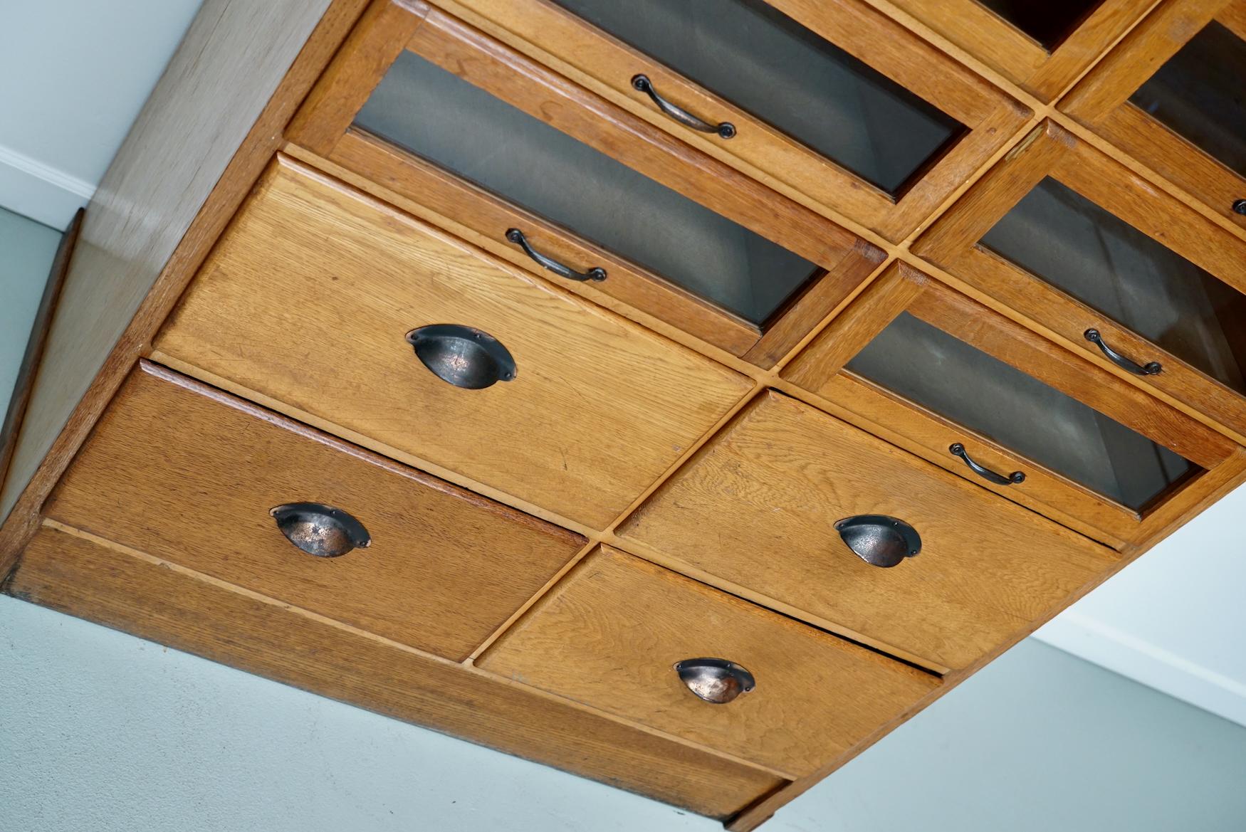 English Haberdashery Shop Cabinet with Glass Fronted Drawers, Circa 1930s 6