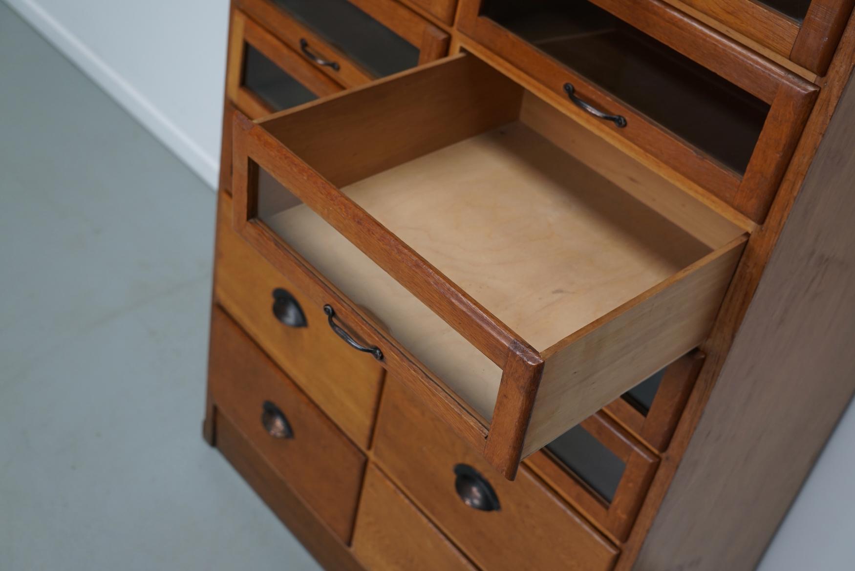 English Haberdashery Shop Cabinet with Glass Fronted Drawers, Circa 1930s 11