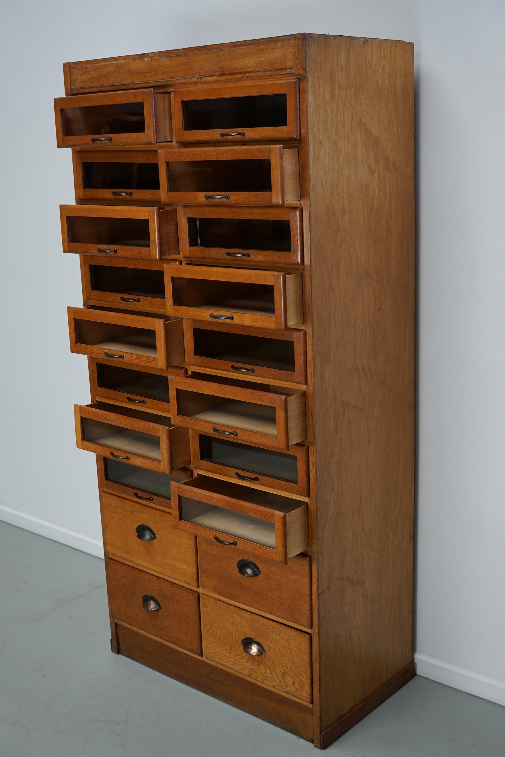 English Haberdashery Shop Cabinet with Glass Fronted Drawers, Circa 1930s 12