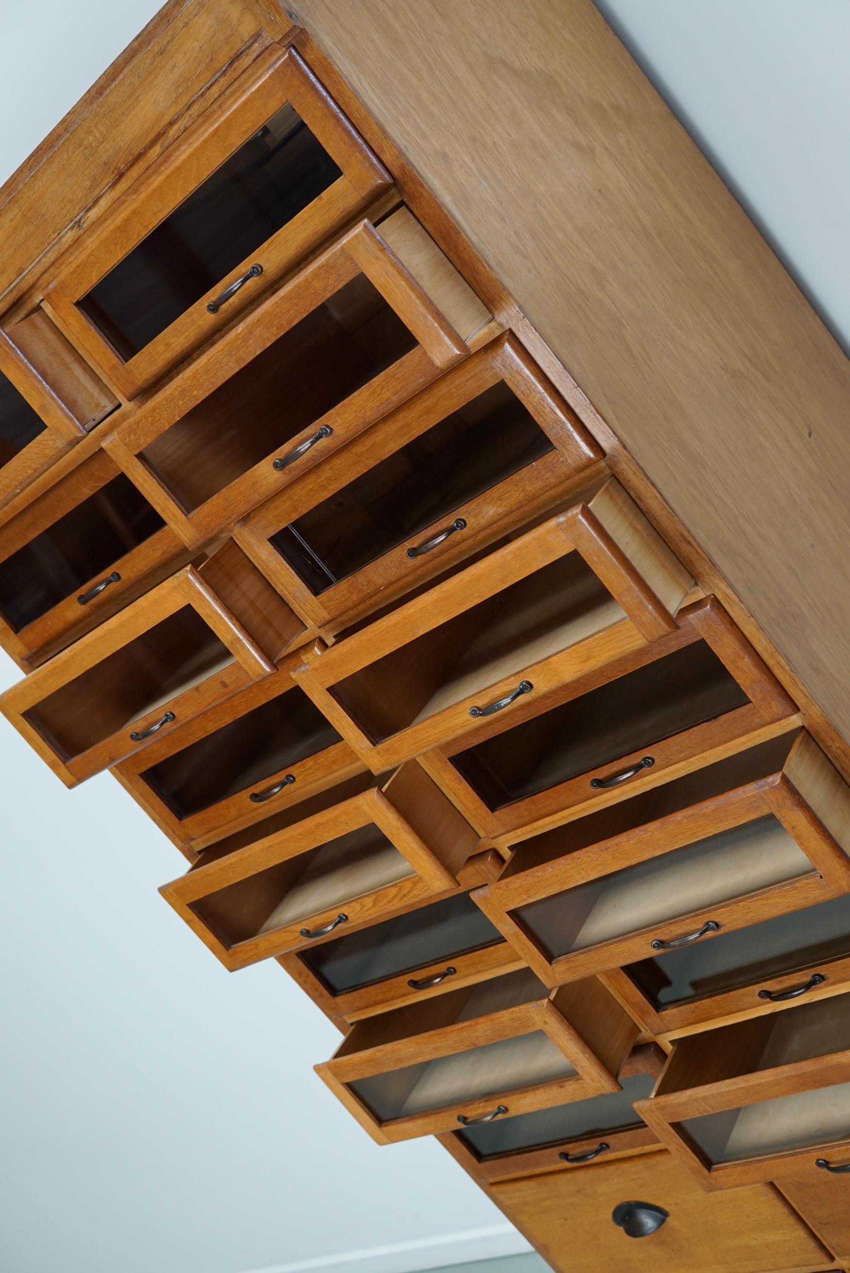 English Haberdashery Shop Cabinet with Glass Fronted Drawers, Circa 1930s 13