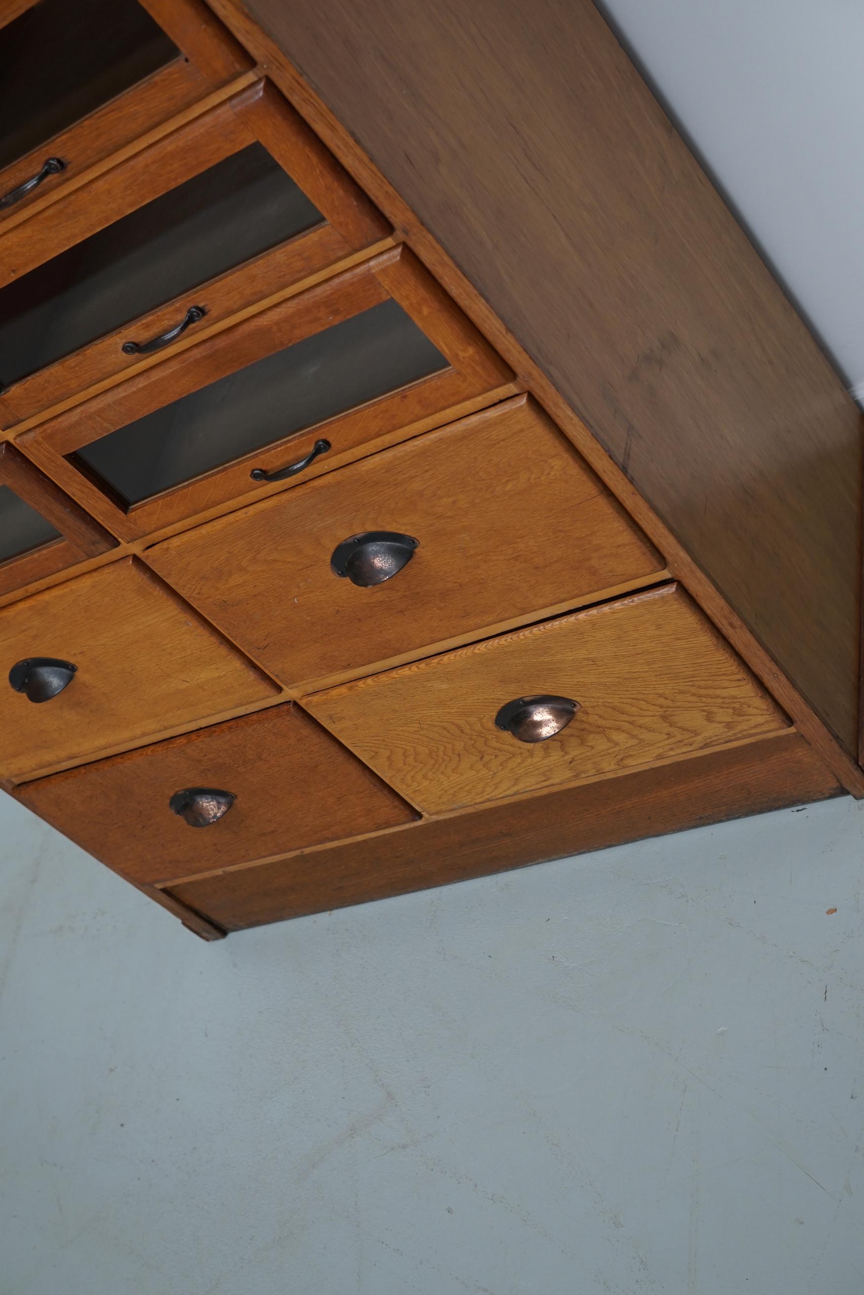 English Haberdashery Shop Cabinet with Glass Fronted Drawers, Circa 1930s 1