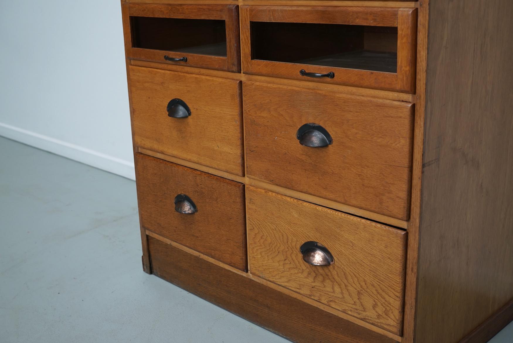 English Haberdashery Shop Cabinet with Glass Fronted Drawers, Circa 1930s 2