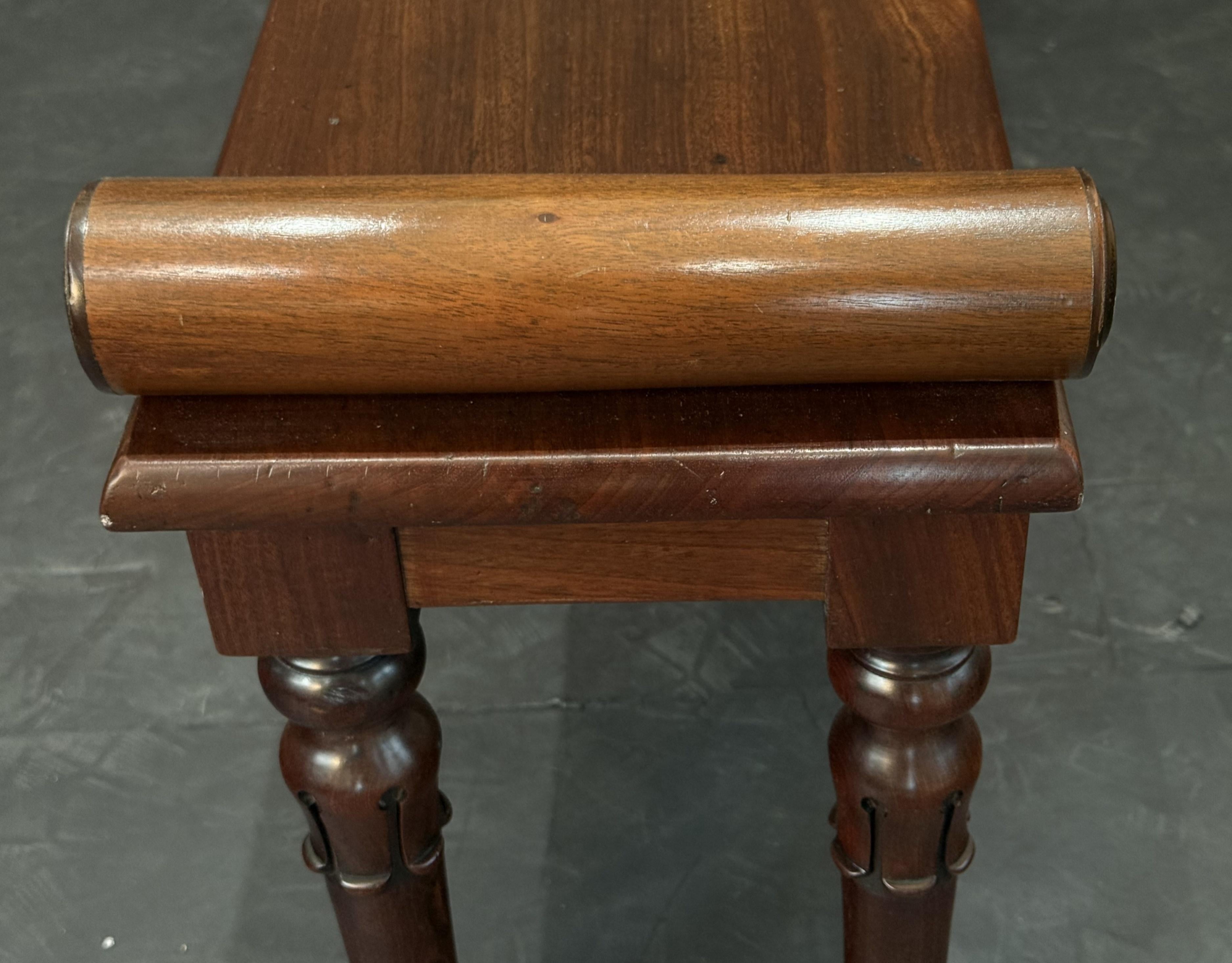 Wood English Hall Bench or Window Seat of Mahogany For Sale