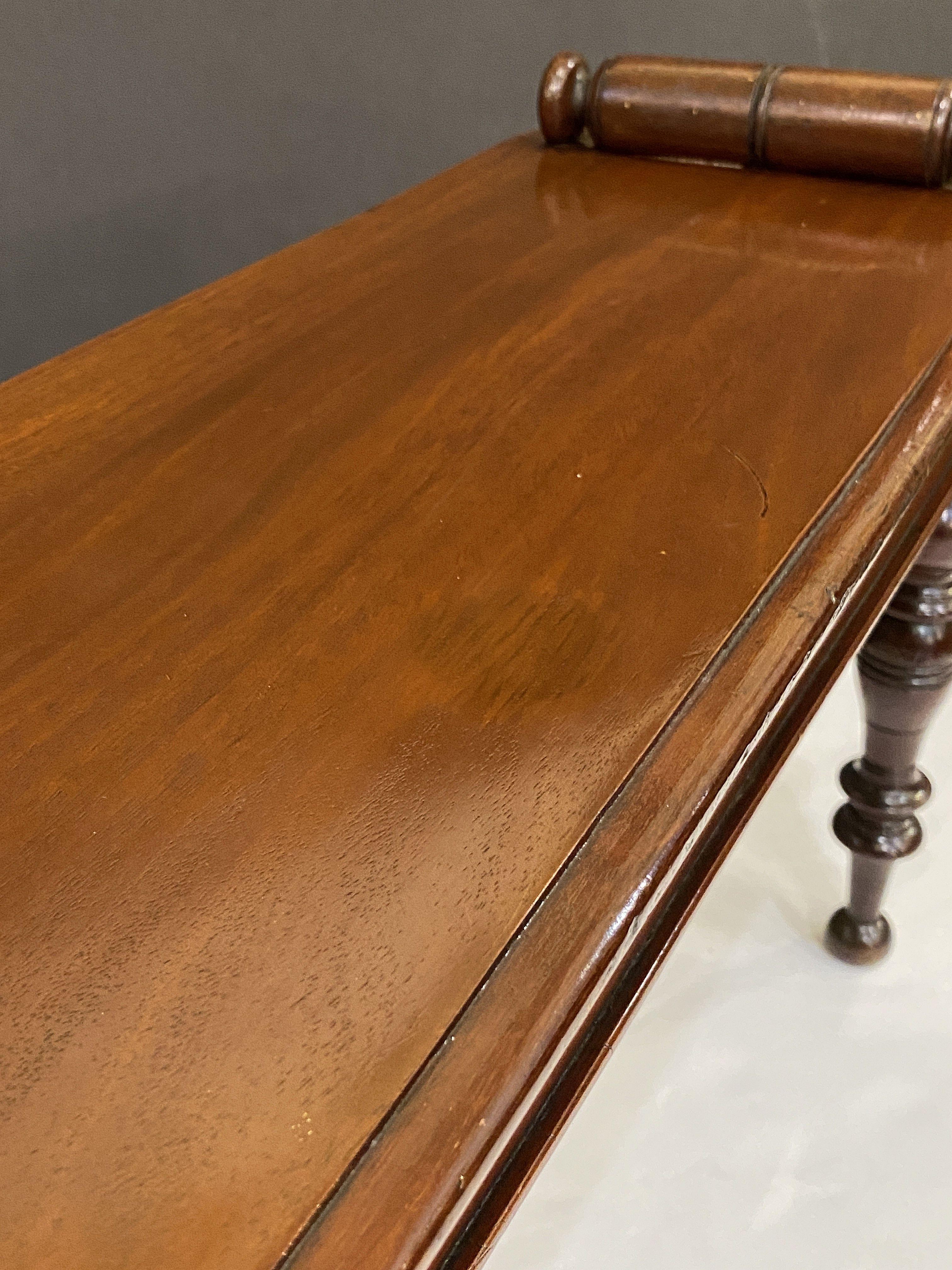 English Hall Bench or Window Seat of Mahogany on Turned Legs 1