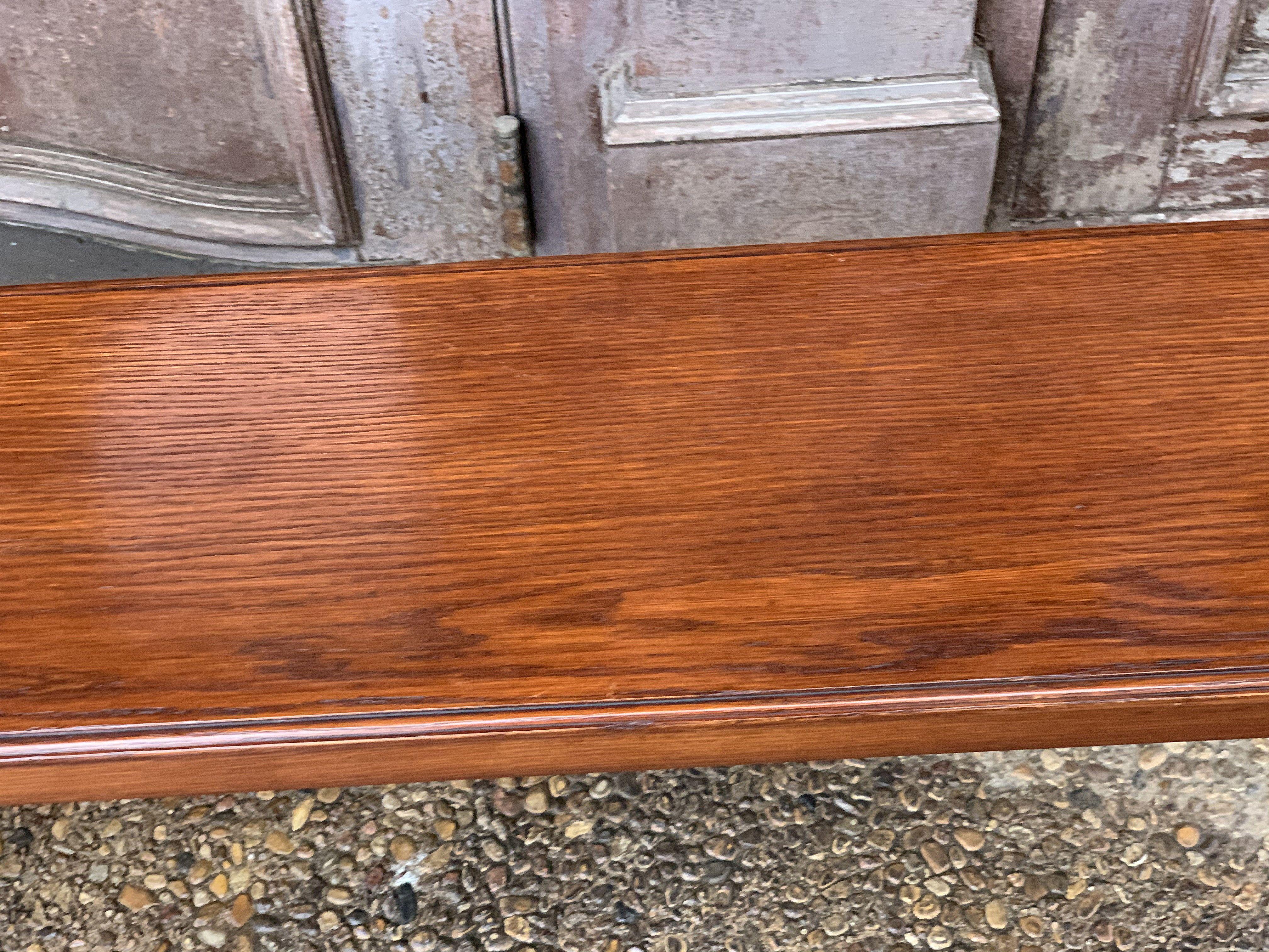 English Hall Bench or Window Seat of Oak on Turned Legs 1