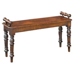 English Hall Bench or Window Seat of Patinated Oak from the 19th Century