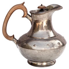 Antique English Hammered Pewter Jug with Blonde Handle