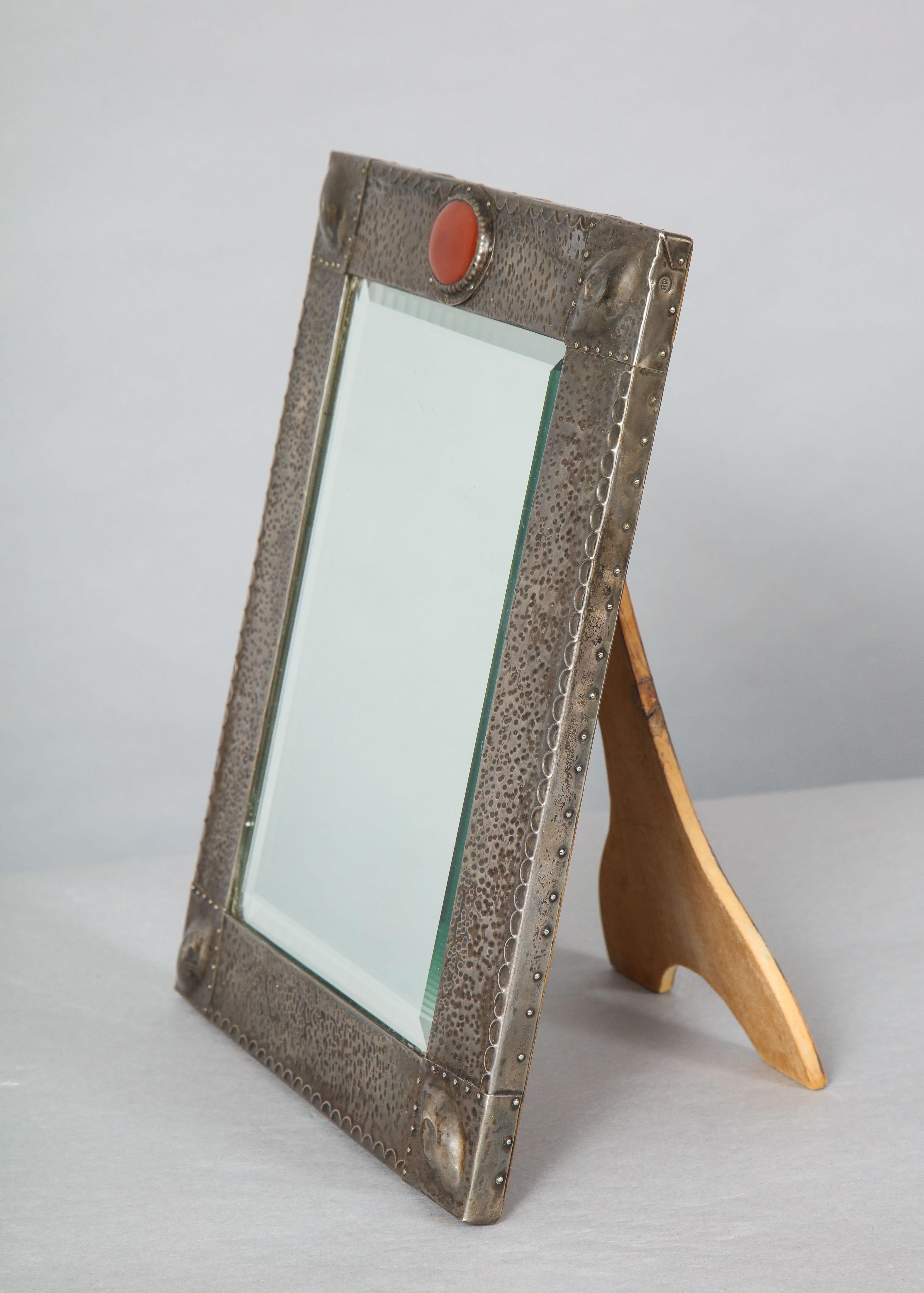 Early 20th Century English Hammered Pewter Mirror