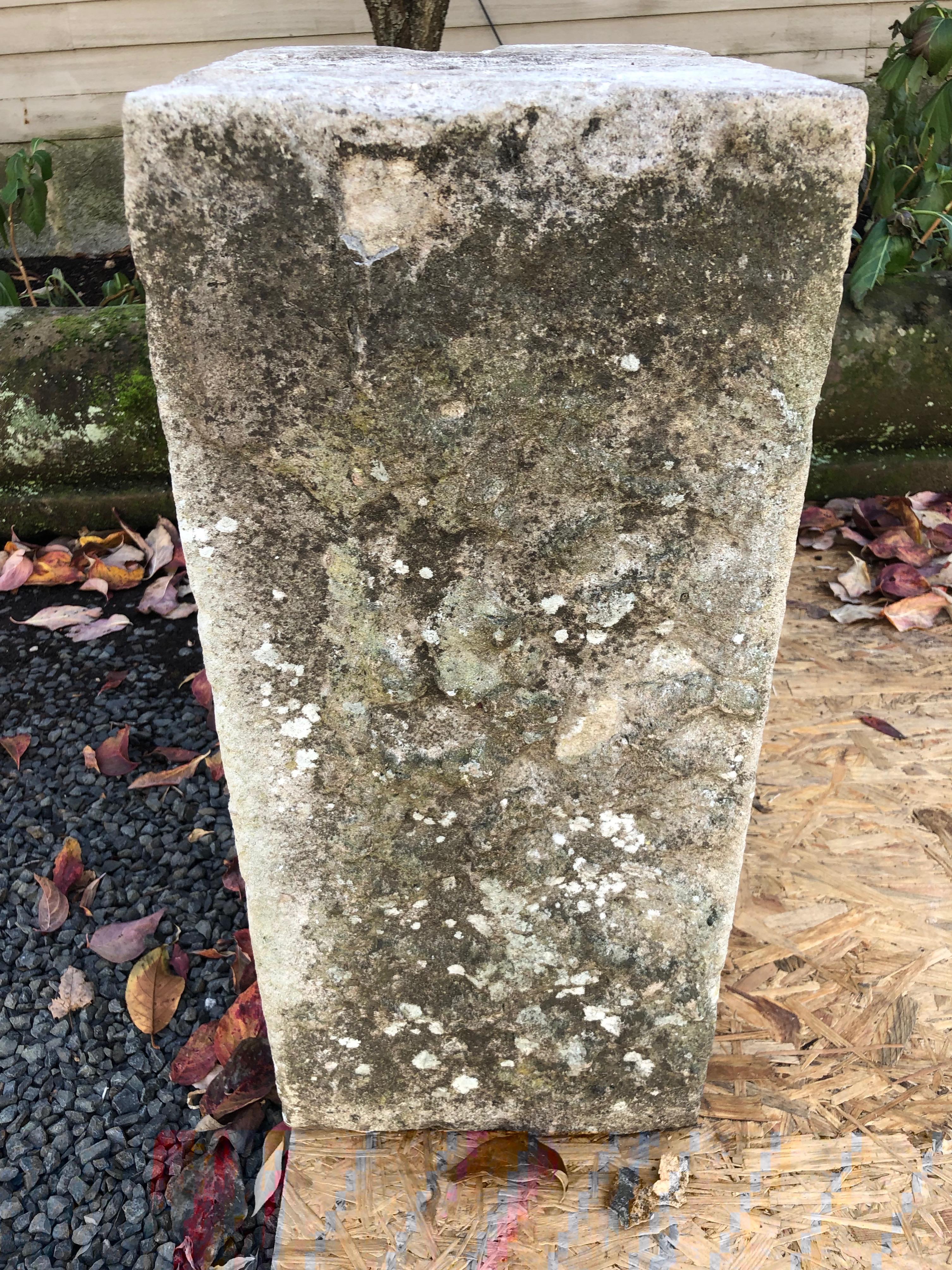 Good hand carved stone pedestals are difficult to source, and come in handy when you’re looking to raise up that lovely piece of statuary or urn in your garden. This one is a beauty and can be used with both its long or short side facing upwards. In