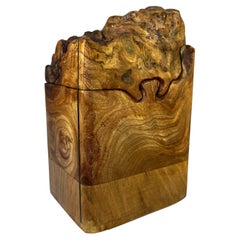 English Hand Carved, Dark Burl Elm Wood Desk Box with Hidden Compartments