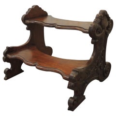 Antique English Hand Carved Library Steps